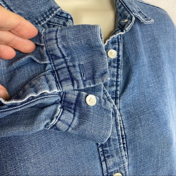 Ann Taylor Loft Blue Soft Denim Tunic front buttons With Collar Small - Picture 7 of 10